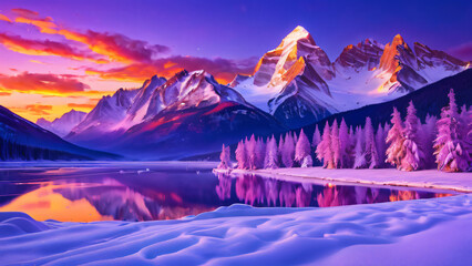 landscape with mountains and lake