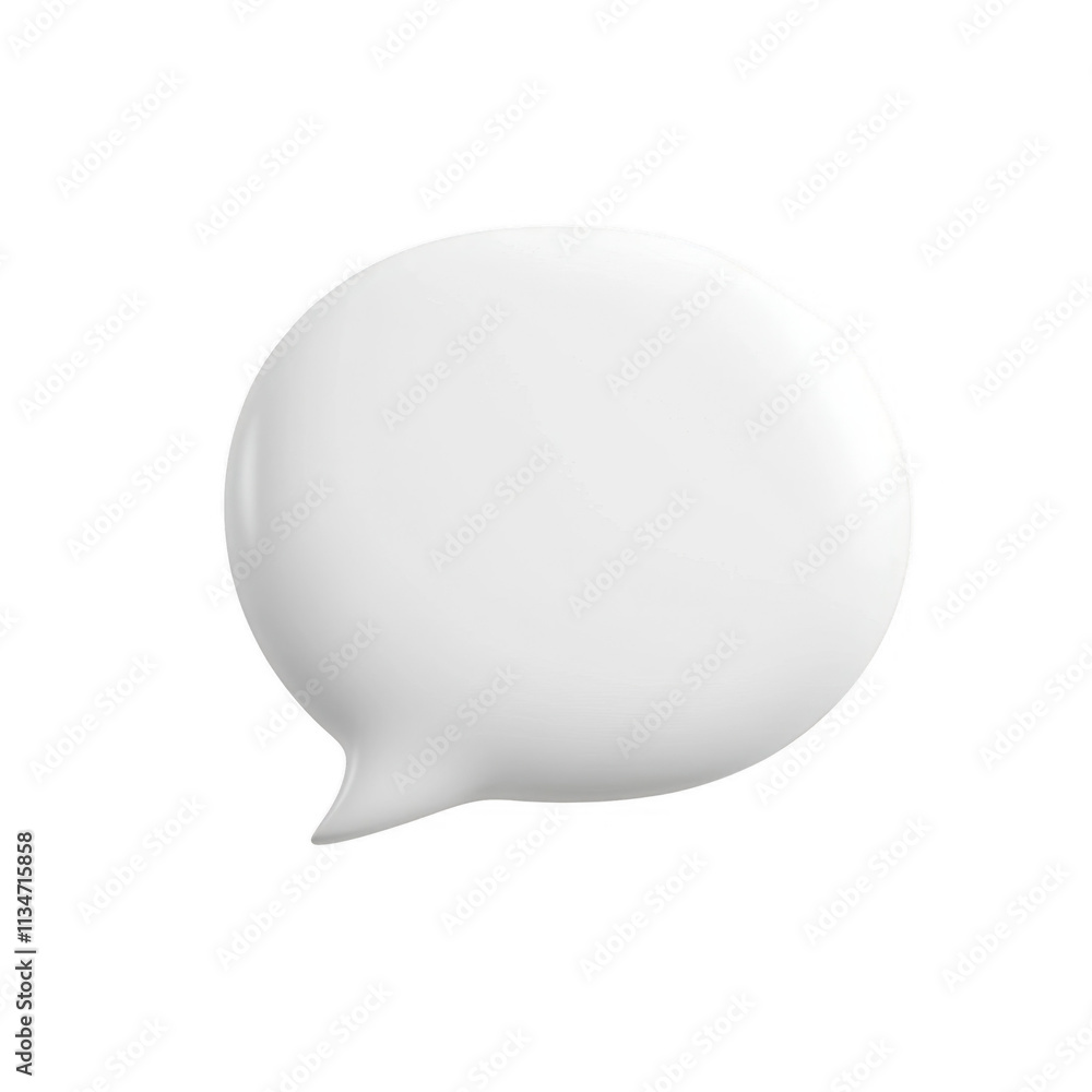 Poster customizable white speech bubble in 3d, floating on a clear background for personalized text or mess