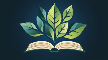 unique logo blends green leaves educational icons like books symbolizing eco conscious commitment learning.