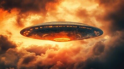 Obraz premium UFO unidentified flying object alien aircraft alien spaceship spacecraft