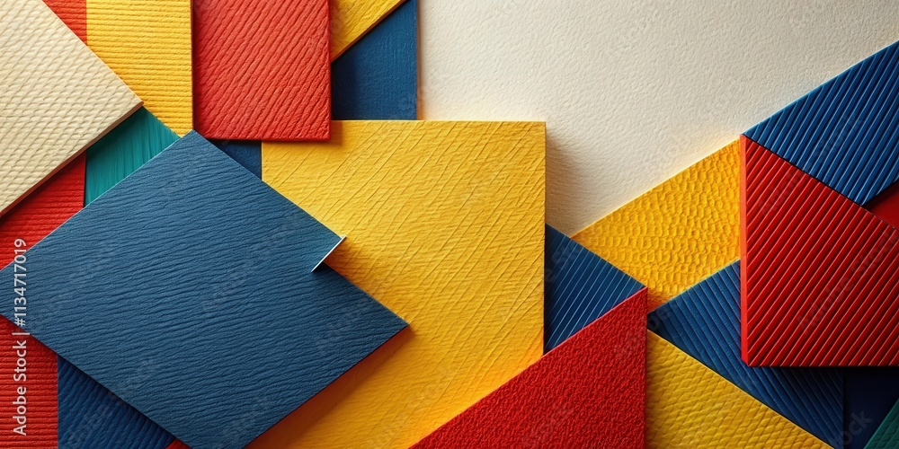 Aufkleber abstract geometric pattern of interlocking colorful shapes with embossed texture