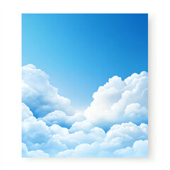 A serene blue sky filled with fluffy white clouds, creating a tranquil atmosphere.