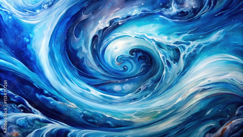 Poster abstract swirling blues a symphony of color and movement in a whirlwind of fluid forms