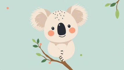 Fototapeta premium Cute and funny koala faces illustrations in Scandinavian style, perfect for kids prints and posters - wildlife, nature, baby animals, faces, card