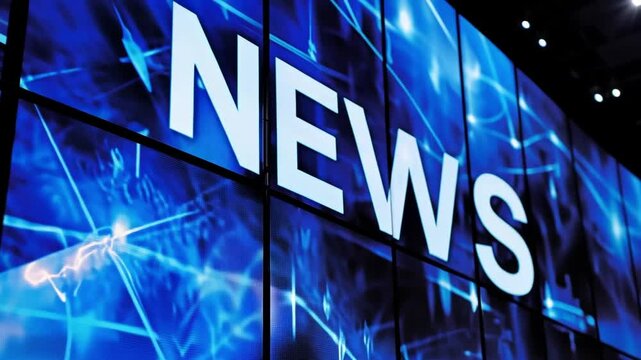 Abstract blue news ticker screen.  Perfect for news, media, technology, and finance concepts.