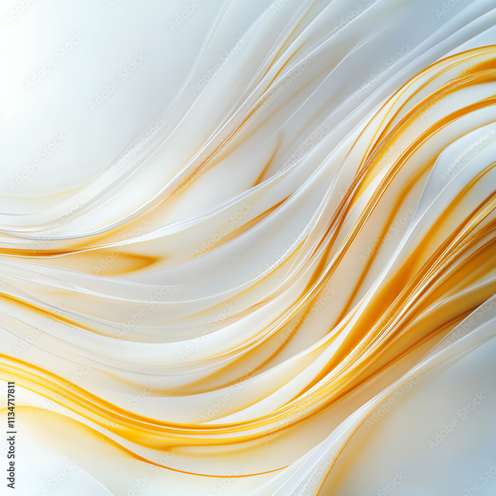 Poster abstract image featuring flowing white and gold lines, creating a serene atmosphere.