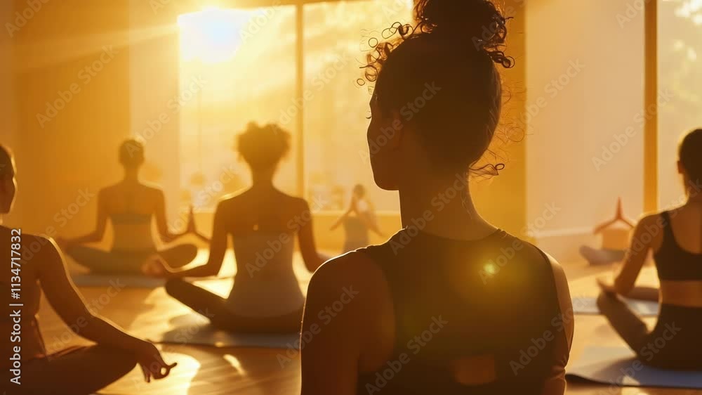 Poster a hazy atmosphere of serene participants meditating while inhaling the calming scents.