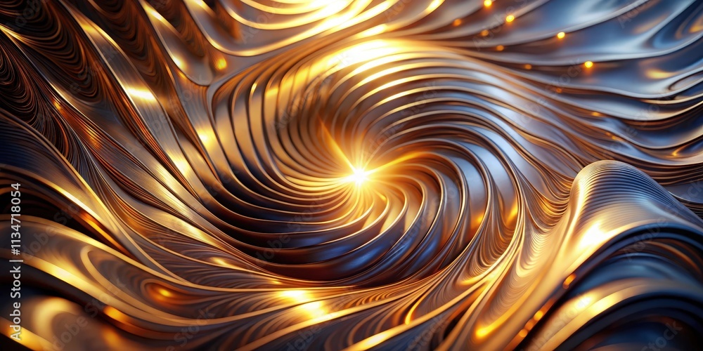 Aufkleber abstract swirling metallic surface with a radiant glow emanating from the center