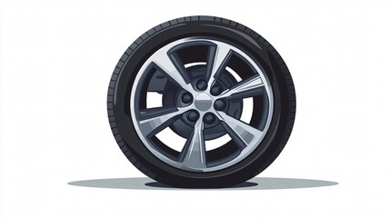 Car Wheel Icon Vector Isolated 2D Flat Design
