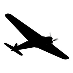 Silhouette of an old airplane isolated on transparent background