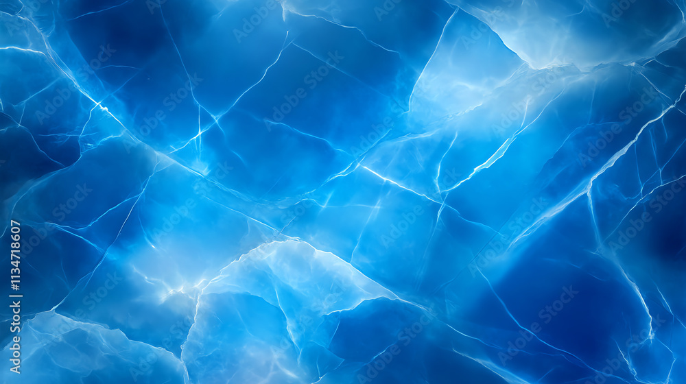 Poster a mesmerizing blue abstract texture with light reflections and clear crystalline patterns.