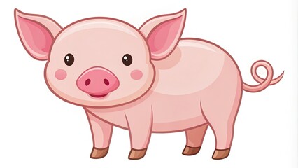 Fototapeta premium Pink Piglet Cafe: Charming pig illustration, perfect for your food brand.