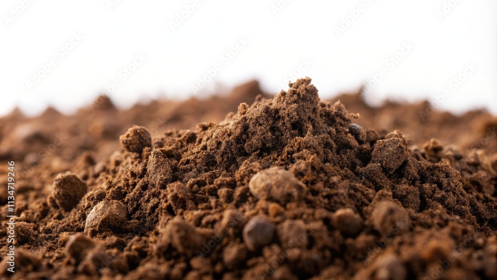 Aufkleber A Detailed Close-Up of Dark Brown Soil With a Focus on a Single Mound, Emphasizing the Texture and Roughness of the Earth