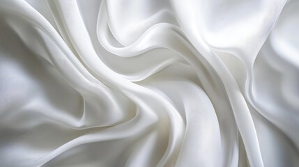 Obraz premium White colour silk wave drapery abstract background. Flowing fabric texture concept