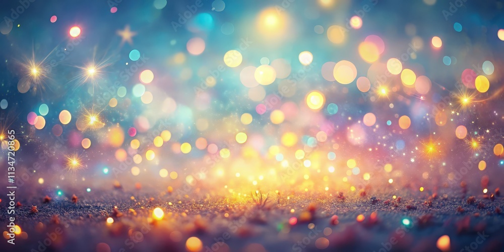 Poster abstract festive background with defocused lights and glimmering stars