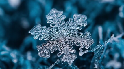 Snowflakes On Snow With Bokeh Of Christmas Lights generative ai