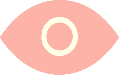 Geometric icon combining pink oval and circle