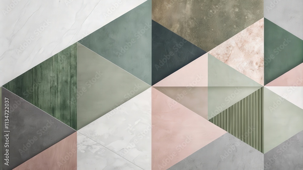 Poster abstract geometric pattern with textured triangles and subtle color variations