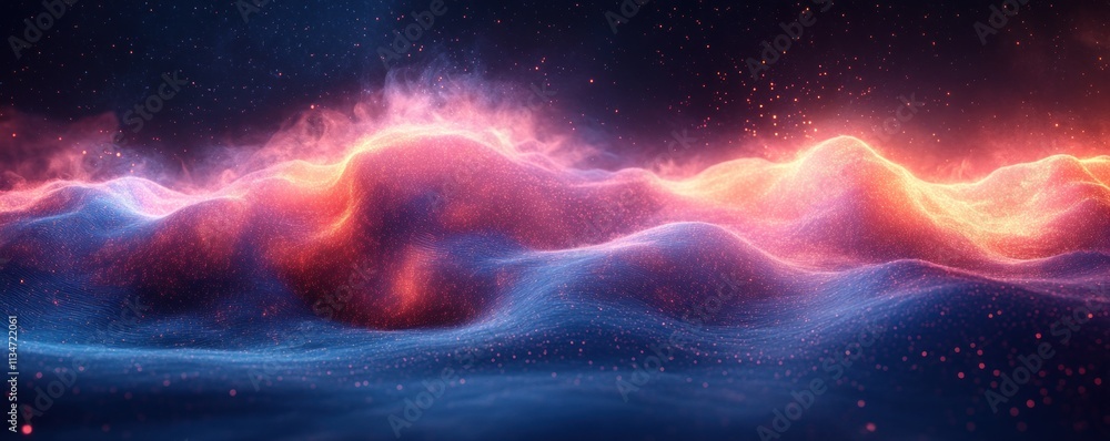 Aufkleber neon abstract background wave with glowing effect in digital art style