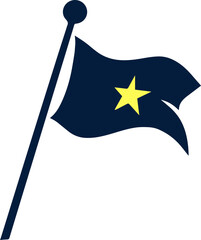 Black flag with stars, design representing symbols and goals