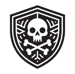 a shield with skull and crossbones icon
silhouette vector illustration