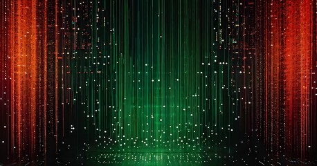 binary code cascading down like digital rain, representing data insights, vibrant hues