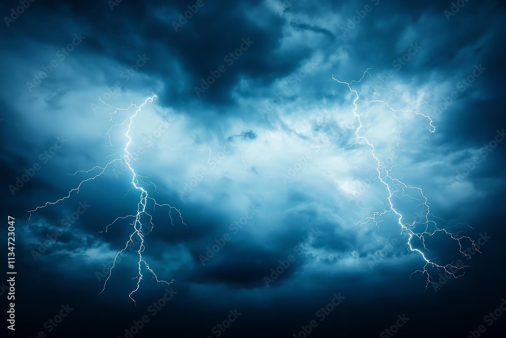 Poster mystical electric lightning border enveloping dark inky canvas with jagged bolts weaving otherworldl