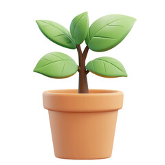 3D Rendered Plant in Pot