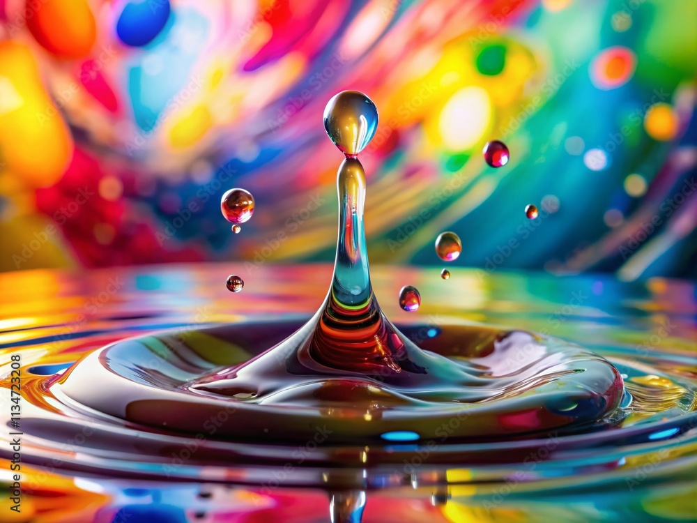 Poster bright colored paint with light reflection creating artistic drips on a crisp white surface for capt