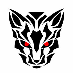 illustration vector graphics of tribal art design cat face