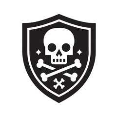 a shield with skull and crossbones icon
silhouette vector illustration