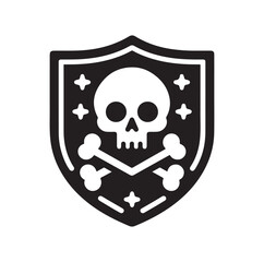 a shield with skull and crossbones icon
silhouette vector illustration