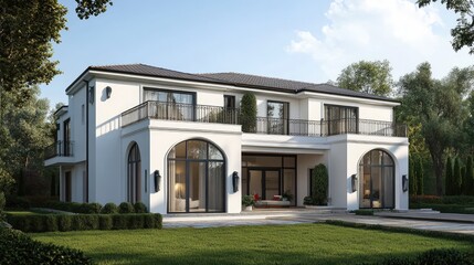 Fototapeta premium White mediterranian modern country house