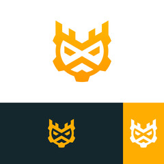 Fototapeta premium gear head king logo design template