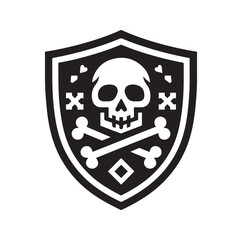 a shield with skull and crossbones icon
silhouette vector illustration