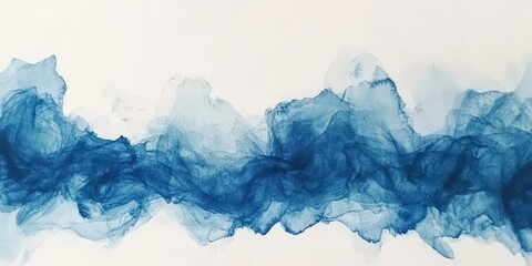 Blue Watercolor Texture on Paper Background with Soft Flowing Waves for Artistic Design and Creative Projects