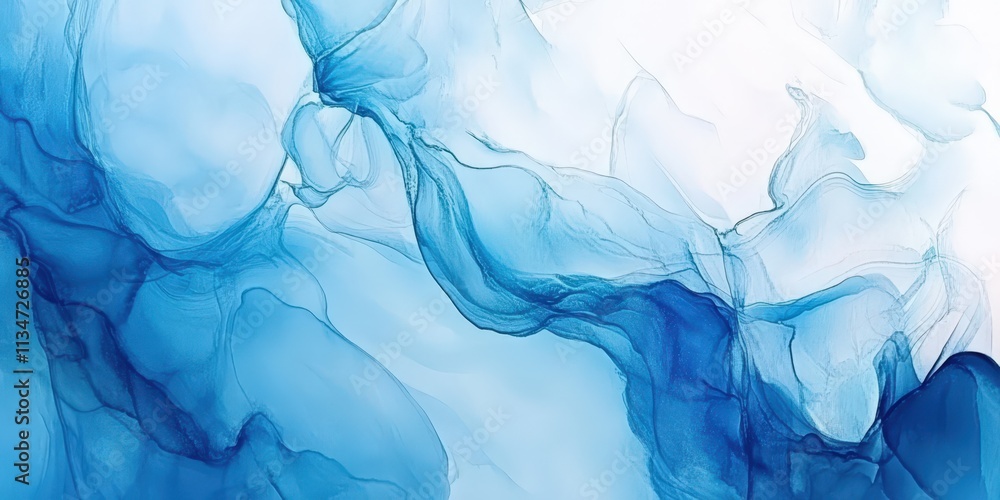 Aufkleber blue watercolor texture abstract background with soft fluid shapes and gentle flowing patterns ideal