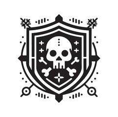 a shield with skull and crossbones icon
silhouette vector illustration