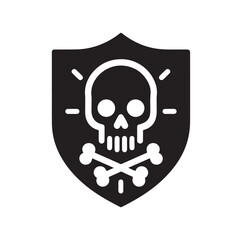 a shield with skull and crossbones icon
silhouette vector illustration