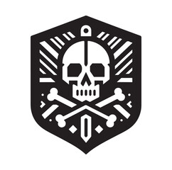 a shield with skull and crossbones icon
silhouette vector illustration