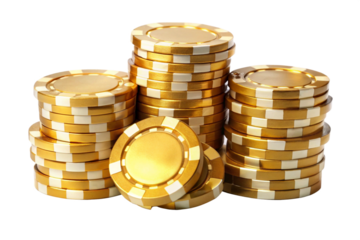 stack of golden poker chips