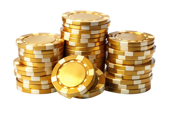 stack of golden poker chips