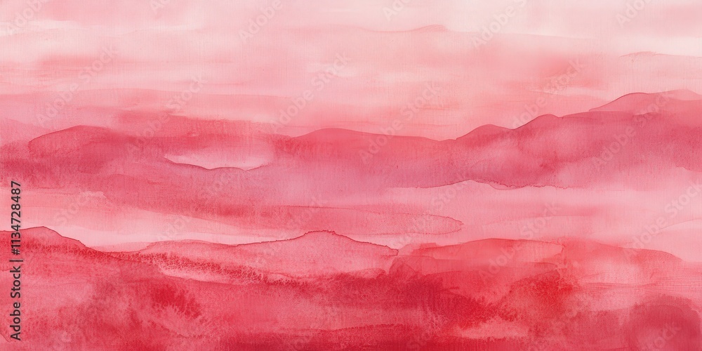 Poster soft watercolor background in red and pink hues with subtle gradients and abstract mountain shapes f