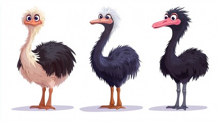 Obraz premium Playful Cartoon Ostrich Vector Illustration - Single Ostrich Character Design