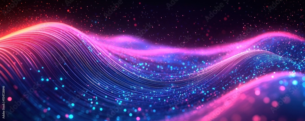 Poster futuristic neon abstract wave digital background for technology ai data graphics