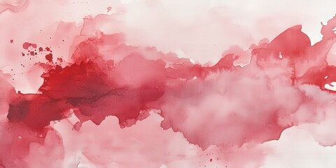 Abstract Soft Watercolor Background in Red and Pink Shades with Gentle Blending and Splashes, Ideal for Creative Projects and Designs