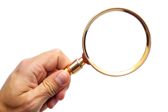 hand holding magnifying glass