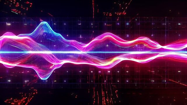 Dynamic Neon Waves of Binary Code Colorful Journey Through Digital Light and Motion