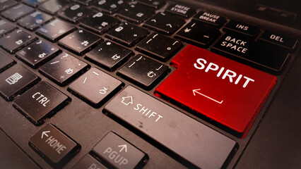 self improvement word  spirit write on entering keyboard text with red focus 
