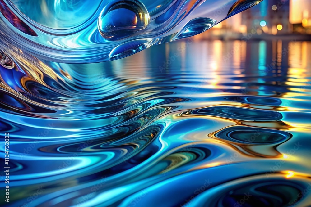 Poster captivating abstract blue water background featuring architectural elements and fluid motion for mod